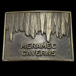Vintage Meramec Caverns Souvenir‎ Belt Buckle Gold Tone Speleothem